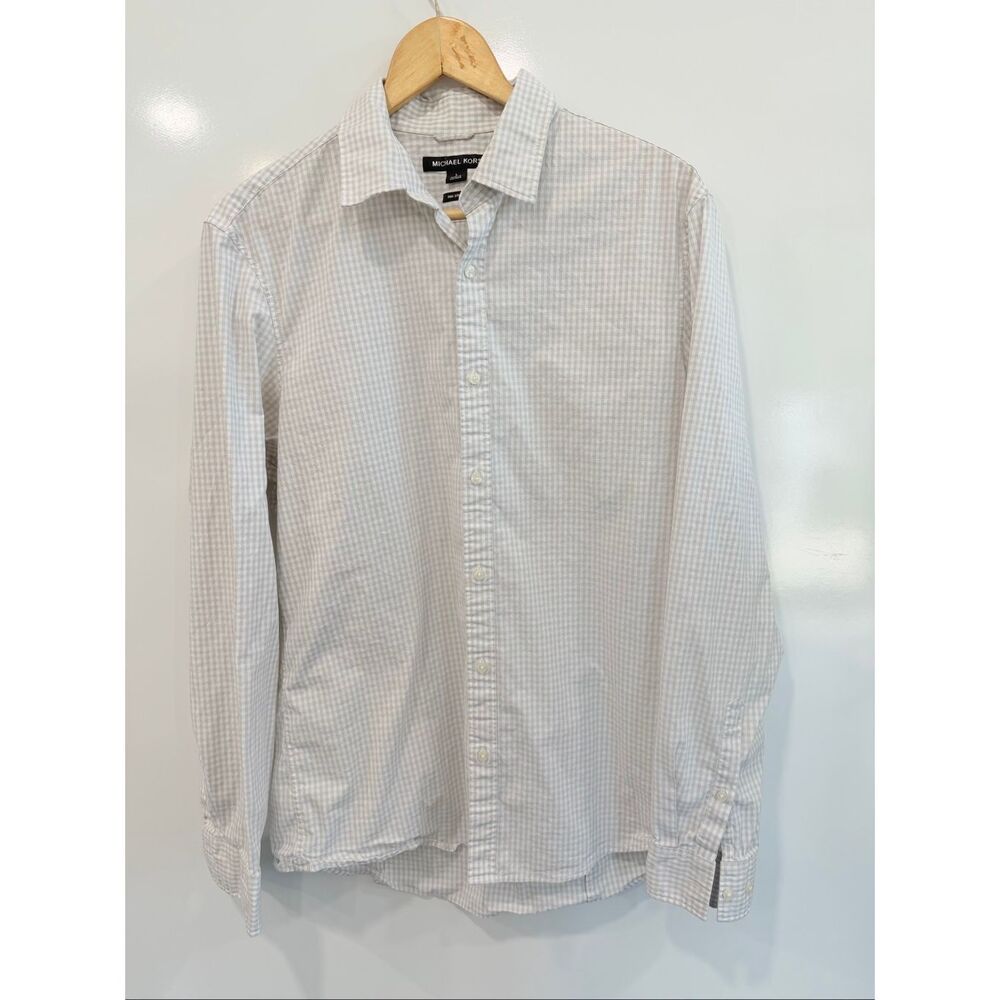 Michael Kors Trim‎ Stretch Gingham Button Down L